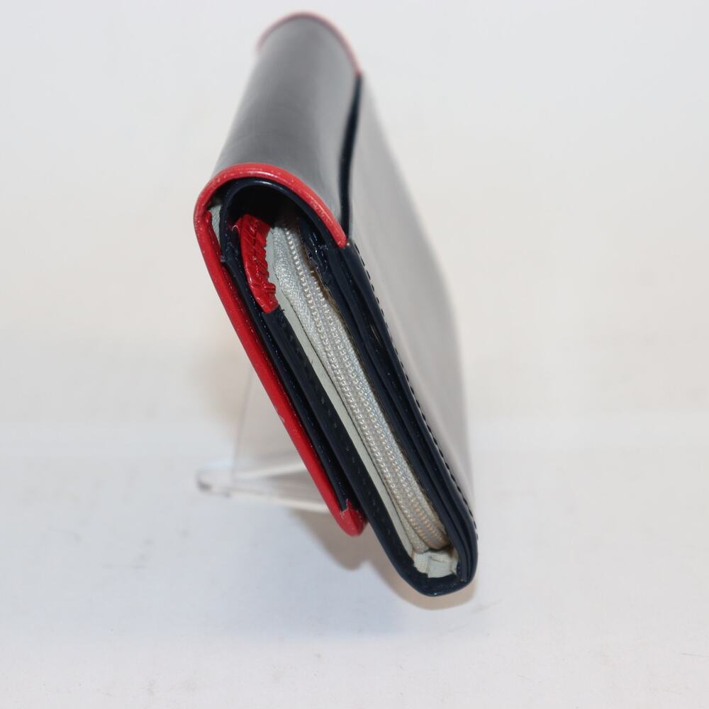 Kitamura Japan Leather Bifold Wallet Navy w/ Red Trim – Coin Zip & Card Slots - Picture 4 of 6